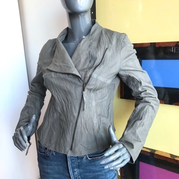ILLIA Unlined Asymmetric Zip-Front Leather Jacket NWOT/sz: M - Picture 1 of 11